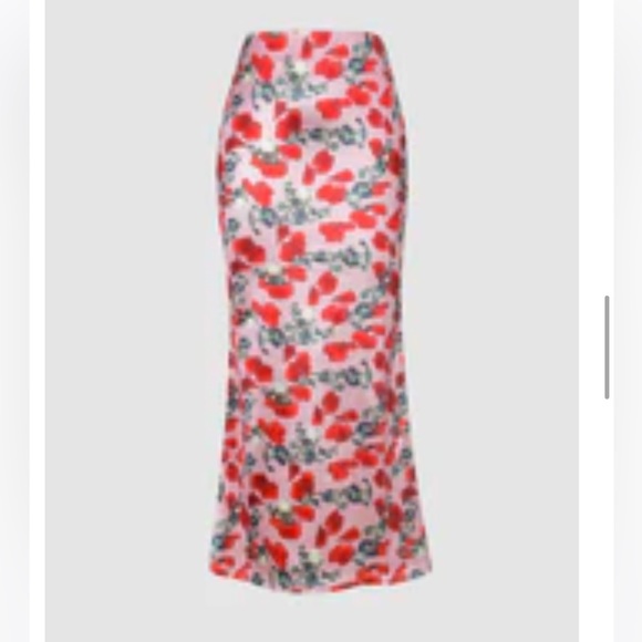 Micas Floral Print Satin Maxi Skirt - Picture 1 of 4